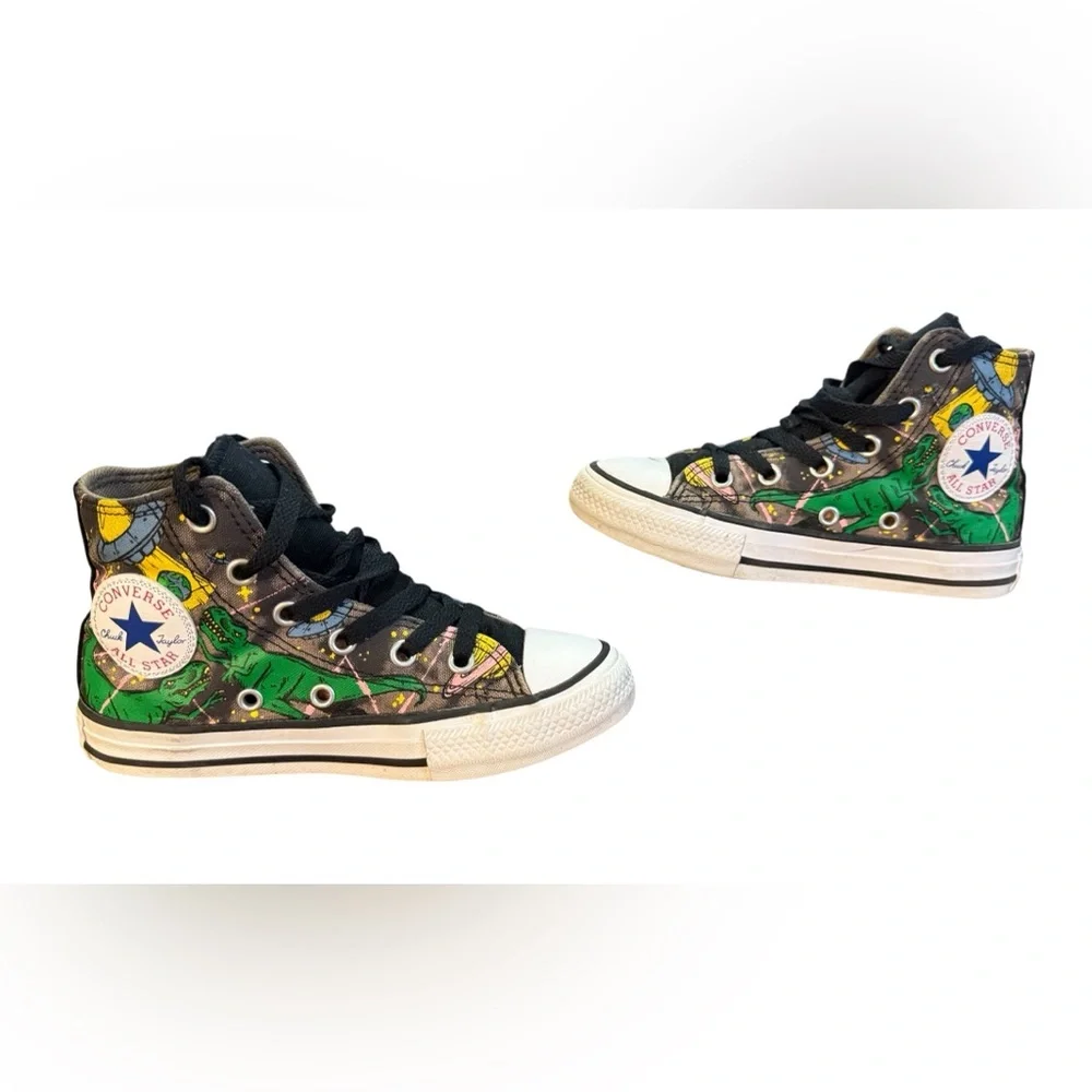 Converse All Star Dinoverse Dinosaur Print High Top Sneakers Junior Size 12